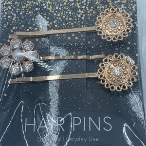 Rose gold with crystal gems hair pins